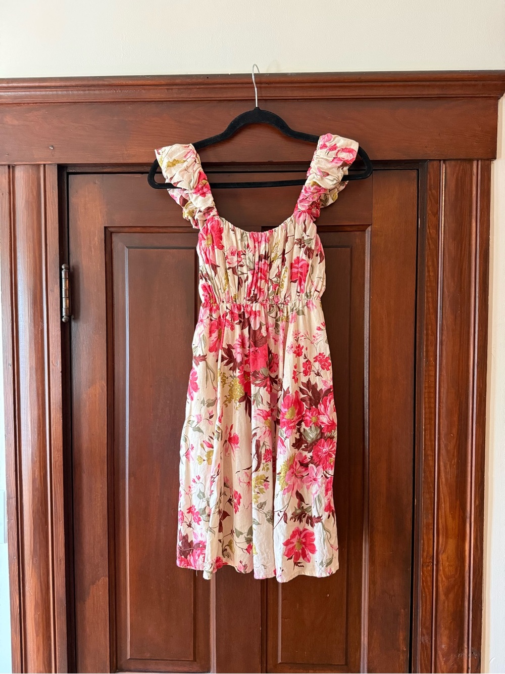 Abercrombie & Fitch Cream Dress with Pink Floral Print